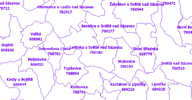 Katastrální mapa Leštinka u Světlé nad Sázavou - přehledová mapa katastrálního území