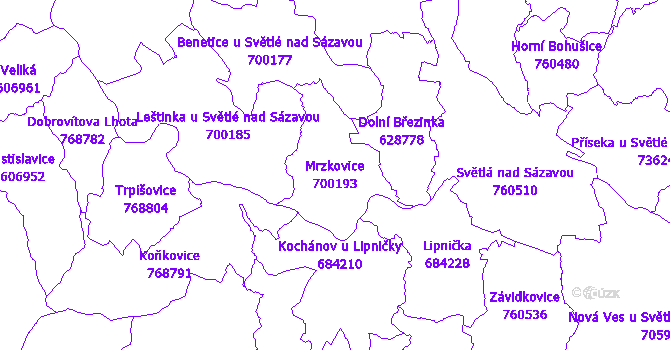 Katastrální mapa Mrzkovice - přehledová mapa katastrálního území