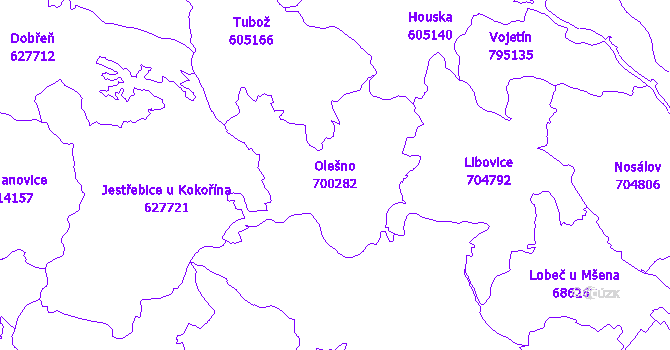 Katastrální mapa Olešno