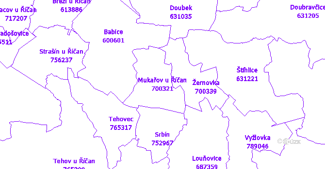 Katastrální mapa Mukařov u Říčan
