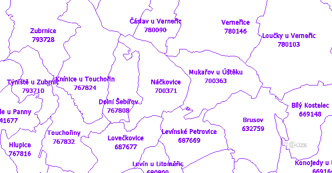 Katastrální mapa Náčkovice
