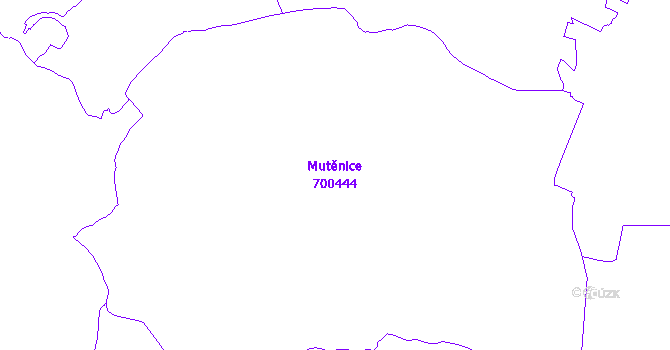 Katastrální mapa Mutěnice - přehledová mapa katastrálního území