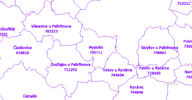 Katastrální mapa Myslotín