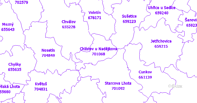 Katastrální mapa Chlístov u Nadějkova