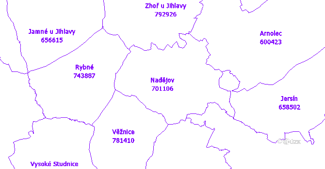 Katastrální mapa Nadějov