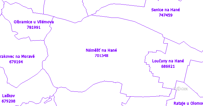 Katastrální mapa Náměšť na Hané - přehledová mapa katastrálního území