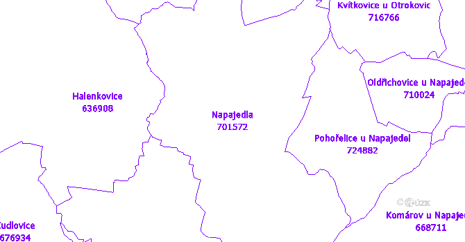 Katastrální mapa Napajedla - přehledová mapa katastrálního území