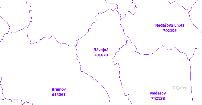 Katastrální mapa Návojná - přehledová mapa katastrálního území