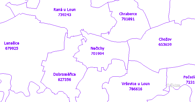 Katastrální mapa Nečichy - přehledová mapa katastrálního území
