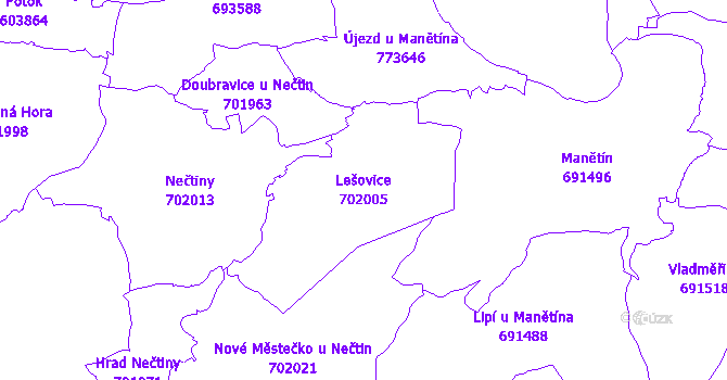 Katastrální mapa Lešovice