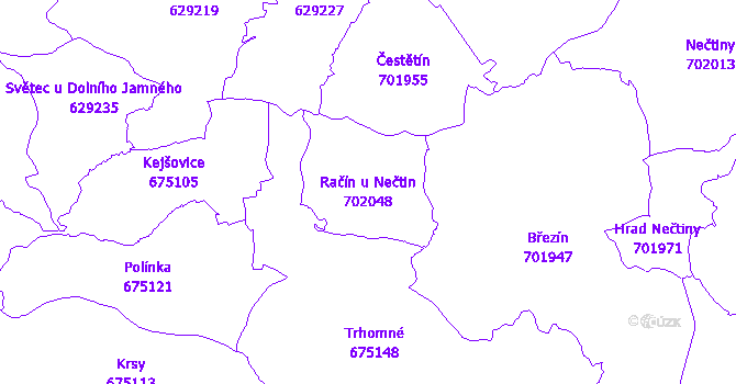Katastrální mapa Račín u Nečtin