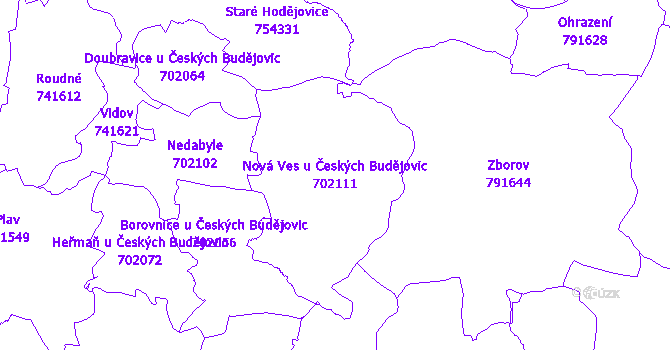 Katastrální mapa Nová Ves u Českých Budějovic - přehledová mapa katastrálního území