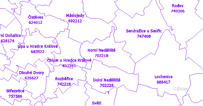 Katastrální mapa Horní Neděliště - přehledová mapa katastrálního území