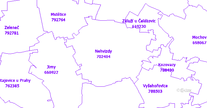 Katastrální mapa Nehvizdy - přehledová mapa katastrálního území