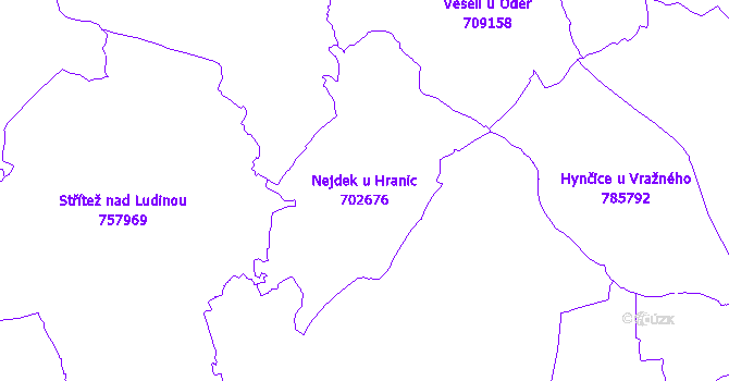 Katastrální mapa Nejdek u Hranic - přehledová mapa katastrálního území