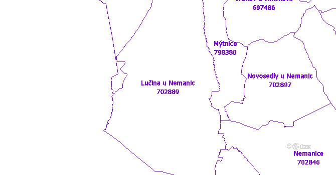 Katastrální mapa Lučina u Nemanic - přehledová mapa katastrálního území