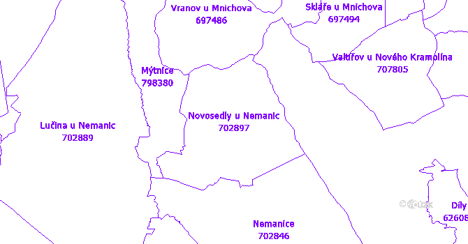 Katastrální mapa Novosedly u Nemanic - přehledová mapa katastrálního území