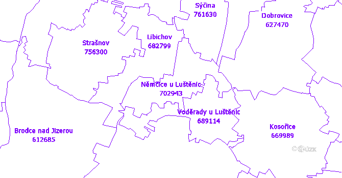 Katastrální mapa Němčice u Luštěnic