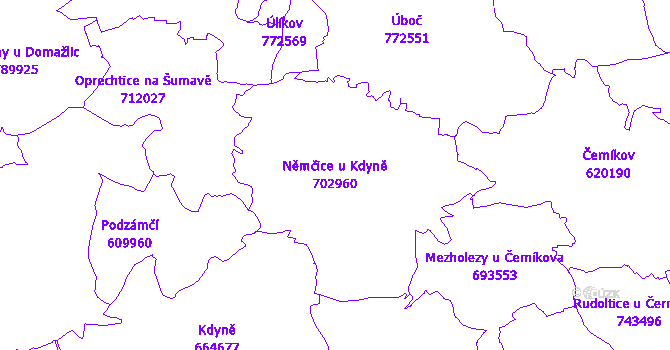 Katastrální mapa Němčice u Kdyně - přehledová mapa katastrálního území