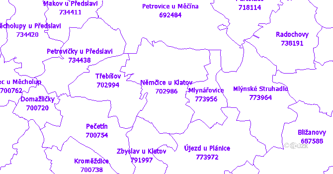 Katastrální mapa Němčice u Klatov - přehledová mapa katastrálního území