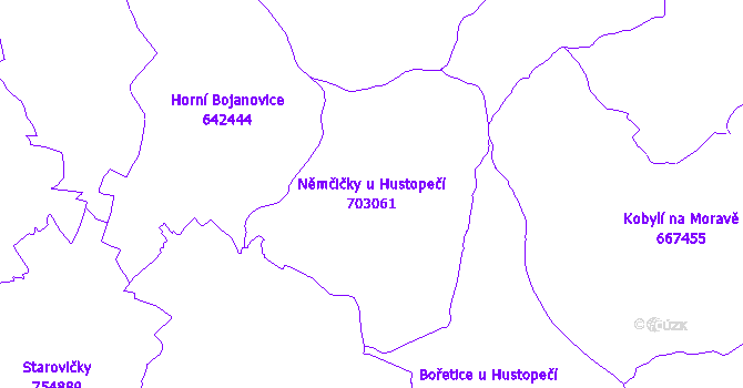 Katastrální mapa Němčičky u Hustopečí - přehledová mapa katastrálního území