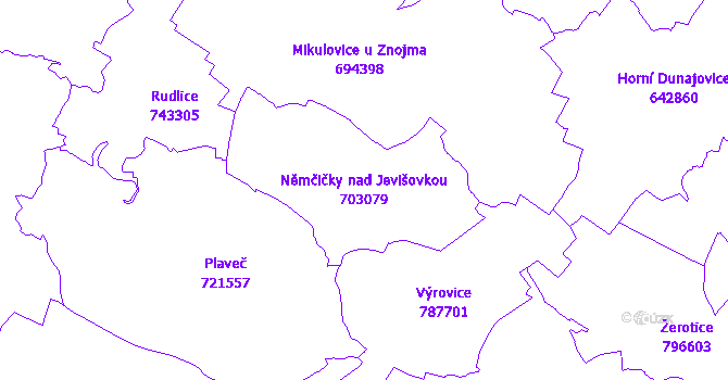 Katastrální mapa Němčičky nad Jevišovkou - přehledová mapa katastrálního území