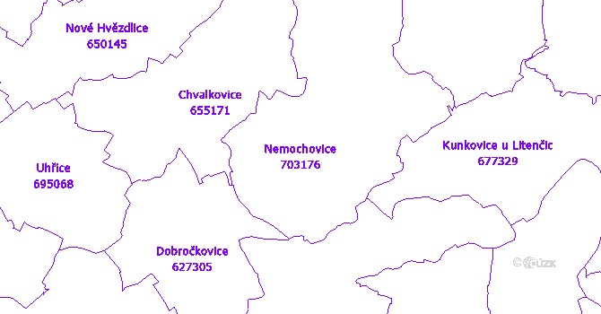 Katastrální mapa Nemochovice - přehledová mapa katastrálního území