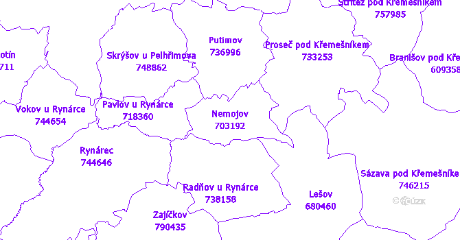 Katastrální mapa Nemojov - přehledová mapa katastrálního území