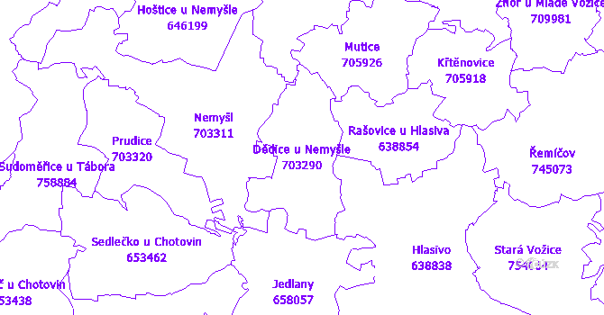 Katastrální mapa Dědice u Nemyšle - přehledová mapa katastrálního území