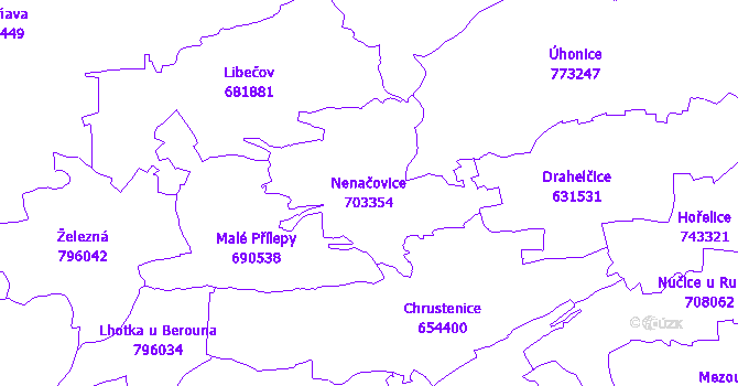 Katastrální mapa Nenačovice - přehledová mapa katastrálního území