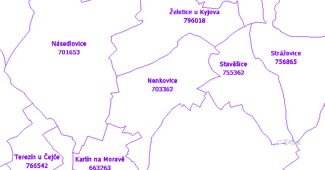 Katastrální mapa Nenkovice - přehledová mapa katastrálního území