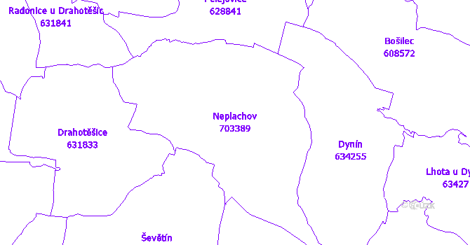 Katastrální mapa Neplachov - přehledová mapa katastrálního území
