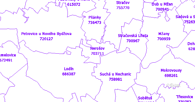 Katastrální mapa Nerošov