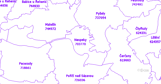 Katastrální mapa Nespeky - přehledová mapa katastrálního území