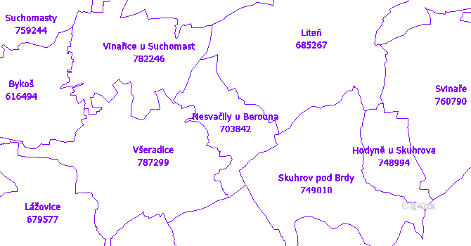 Katastrální mapa Nesvačily u Berouna