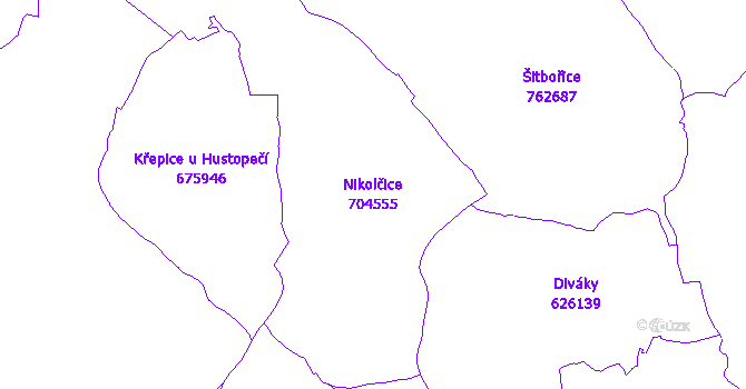 Katastrální mapa Nikolčice - přehledová mapa katastrálního území