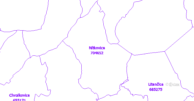 Katastrální mapa Nítkovice - přehledová mapa katastrálního území