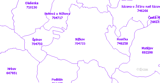 Katastrální mapa Nížkov - přehledová mapa katastrálního území