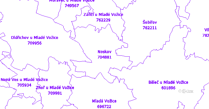 Katastrální mapa Noskov - přehledová mapa katastrálního území