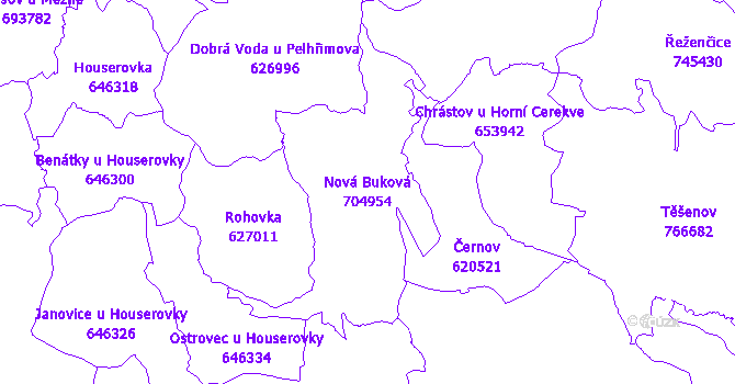 Katastrální mapa Nová Buková