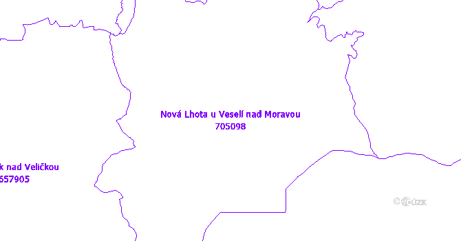 Katastrální mapa Nová Lhota u Veselí nad Moravou - přehledová mapa katastrálního území