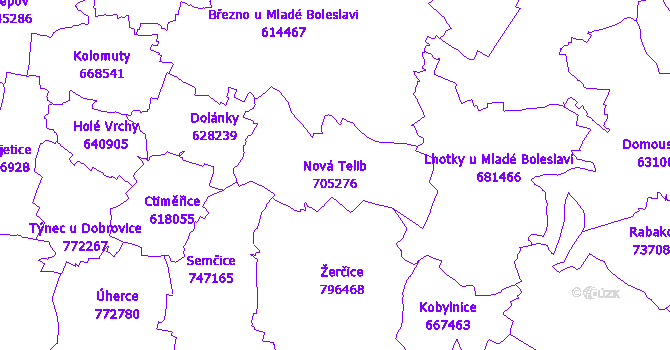 Katastrální mapa Nová Telib - přehledová mapa katastrálního území