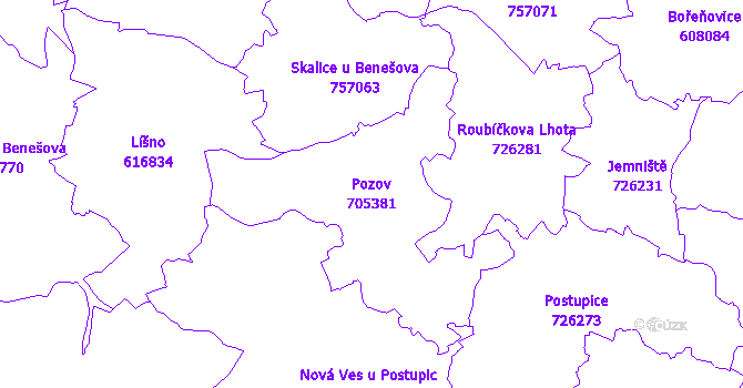 Katastrální mapa Pozov