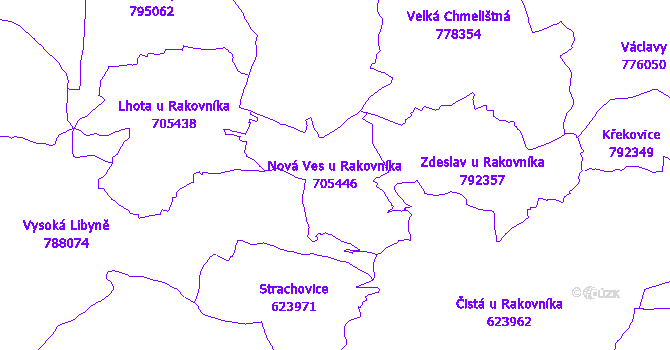 Katastrální mapa Nová Ves u Rakovníka - přehledová mapa katastrálního území