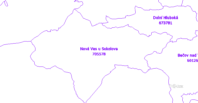 Katastrální mapa Nová Ves u Sokolova - přehledová mapa katastrálního území