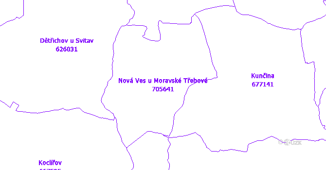Katastrální mapa Nová Ves u Moravské Třebové - přehledová mapa katastrálního území