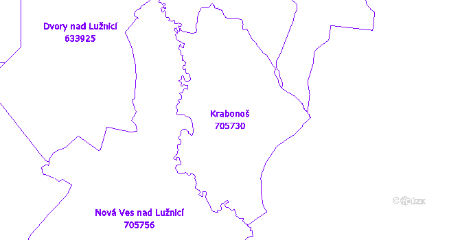 Katastrální mapa Krabonoš - přehledová mapa katastrálního území