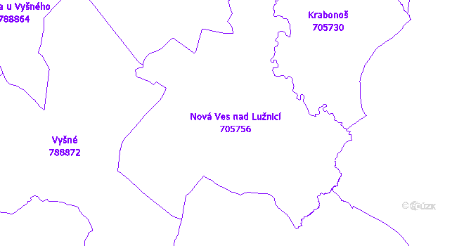 Katastrální mapa Nová Ves nad Lužnicí - přehledová mapa katastrálního území