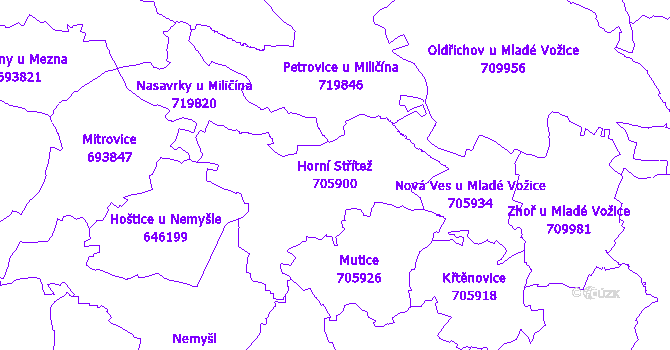 Katastrální mapa Horní Střítež - přehledová mapa katastrálního území