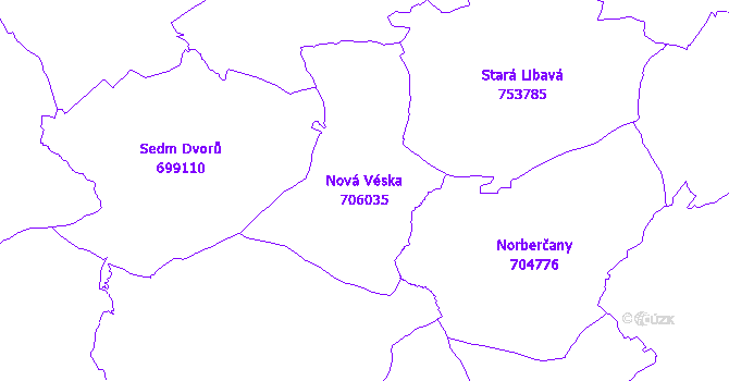 Katastrální mapa Nová Véska - přehledová mapa katastrálního území